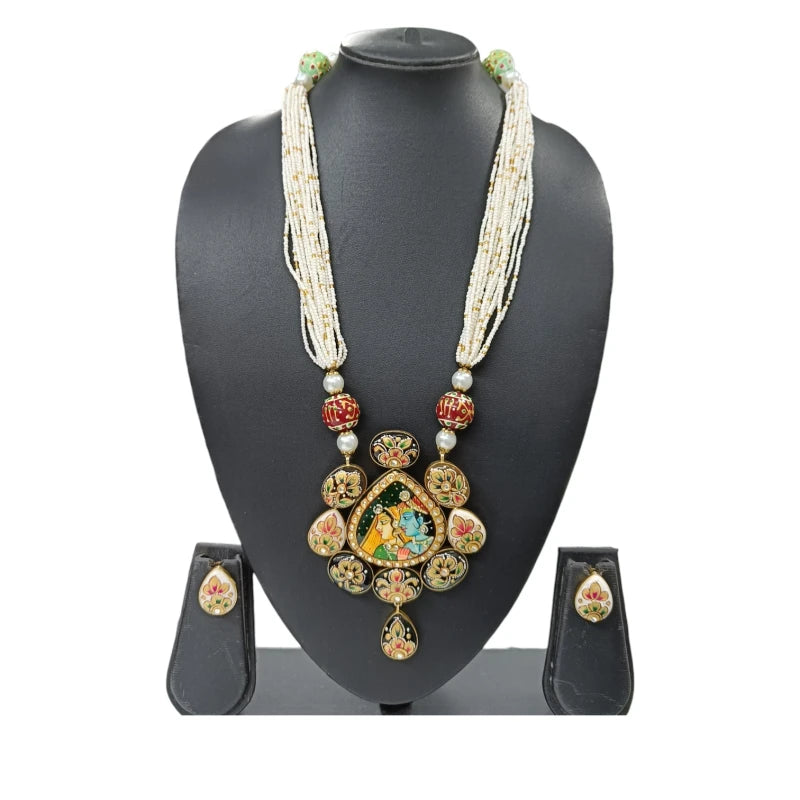 Motilal Meena Long Pearl Necklace Fusion Jewellery Set | JewelOn