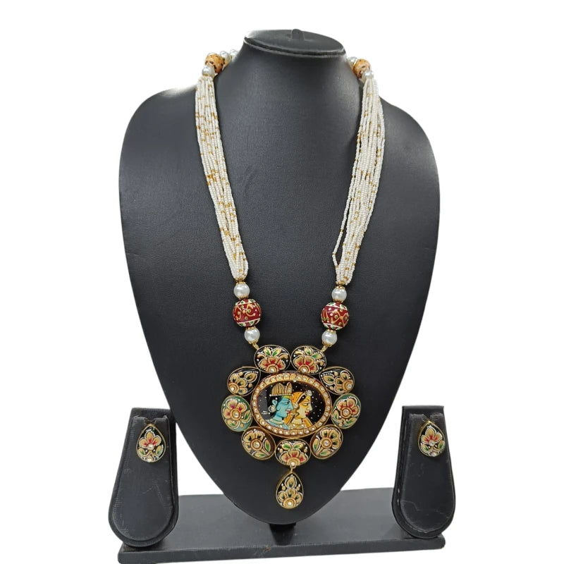 Kanhavali Meena Long Necklace Fusion Jewellery Set | JewelOn