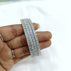 Chandni American Diamond Silver Bangle Set | JewelOn