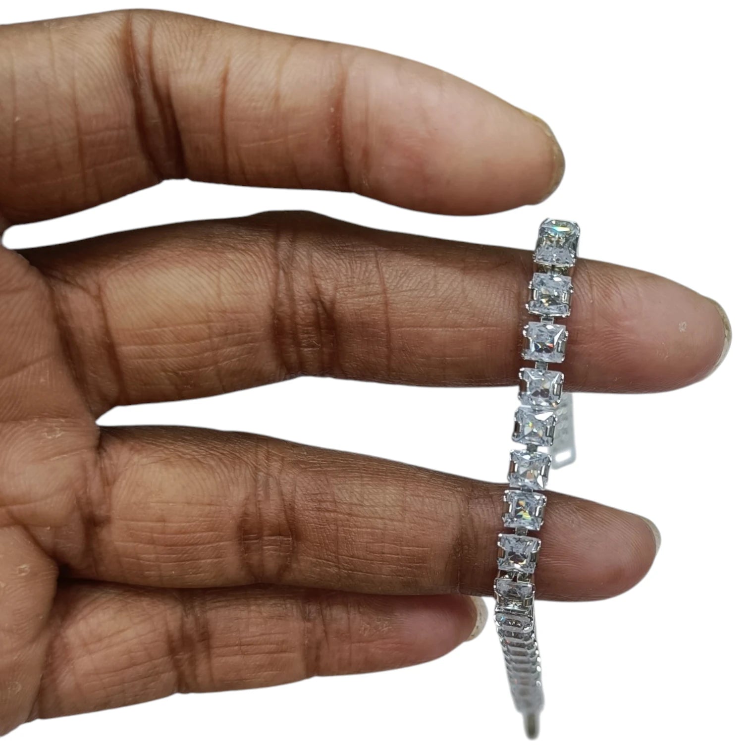Mahira Big Diamond Tennis American Diamond Bracelet | JewelOn