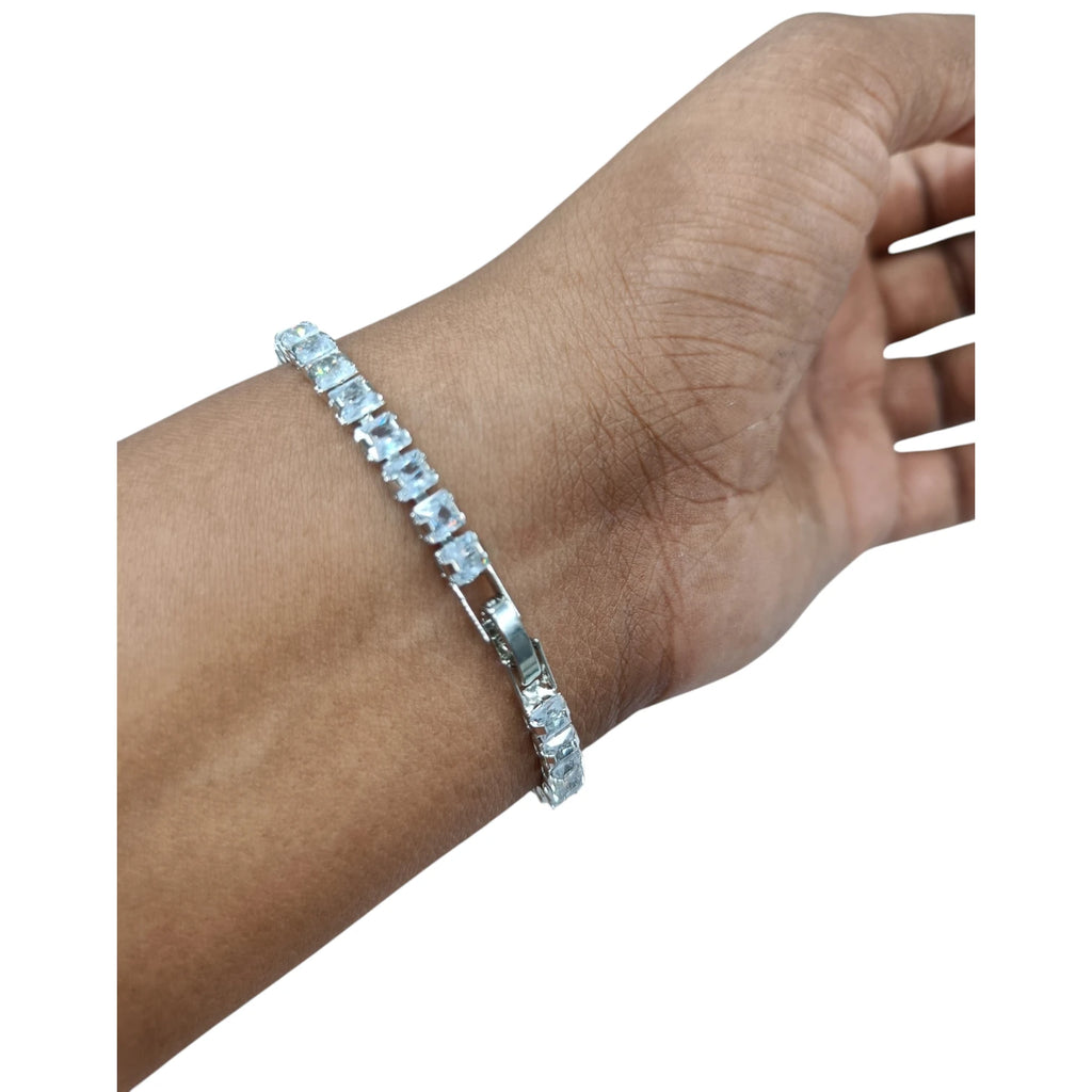Mahira Big Diamond Tennis American Diamond Bracelet | JewelOn