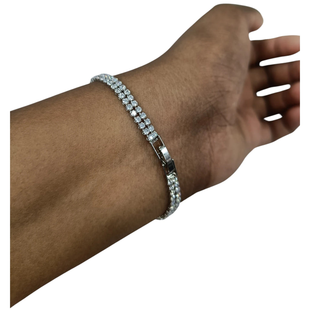 Dwitara Double Line Tennis American Diamond Bracelet | JewelOn