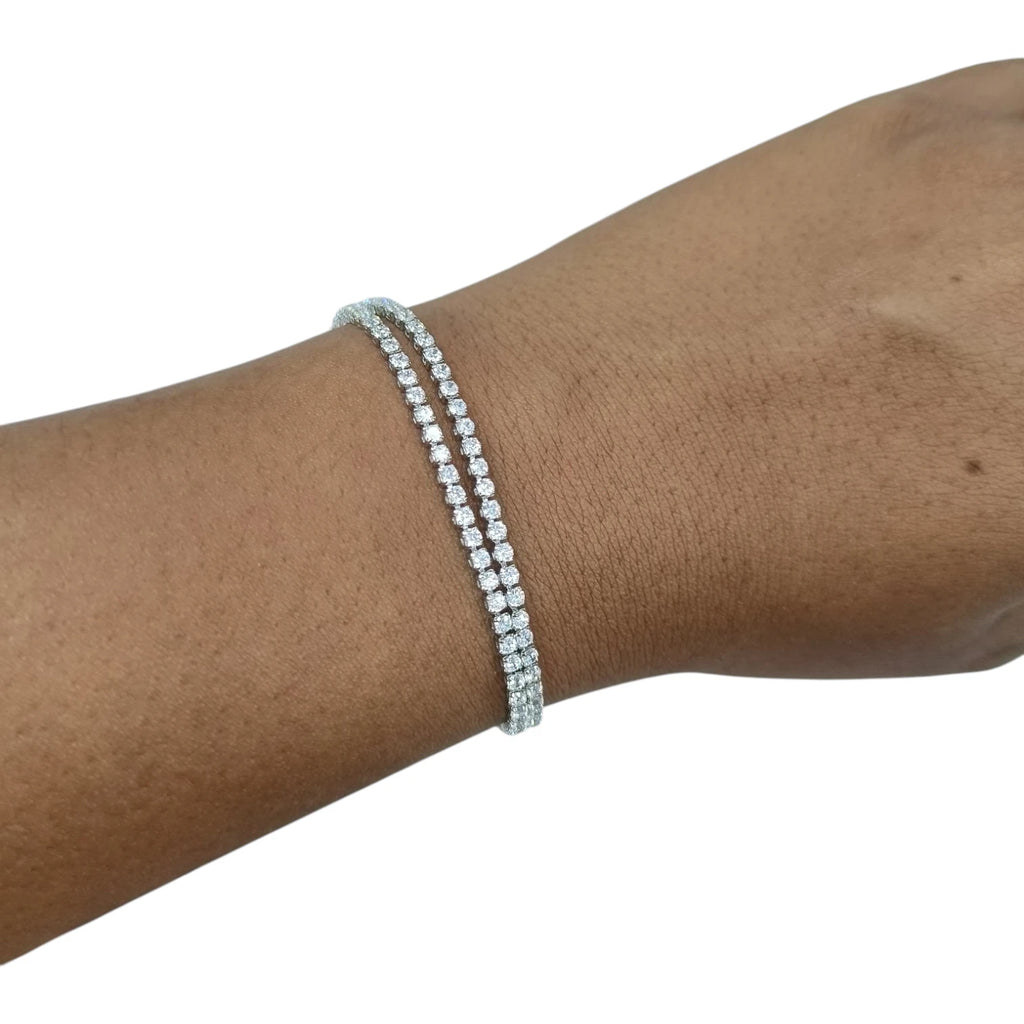 Dwitara Double Line Tennis American Diamond Bracelet | JewelOn