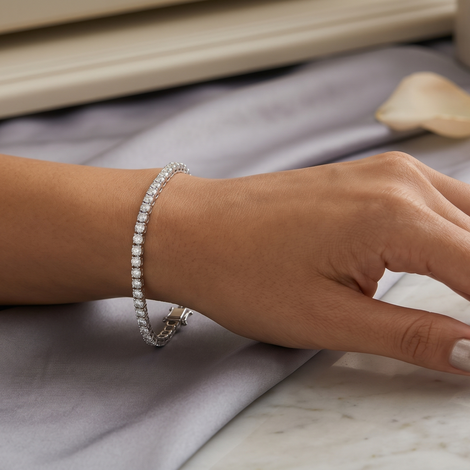 Taramani Single Line Tennis American Diamond Bracelet | JewelOn