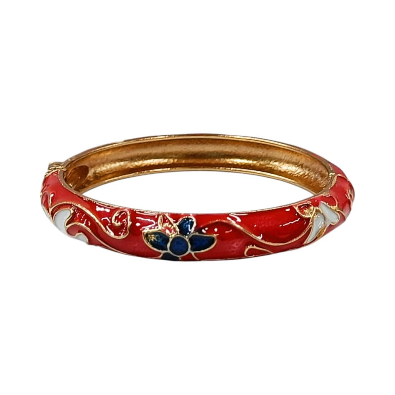 Enamel Openable Red Bangle Bracelet For Women
