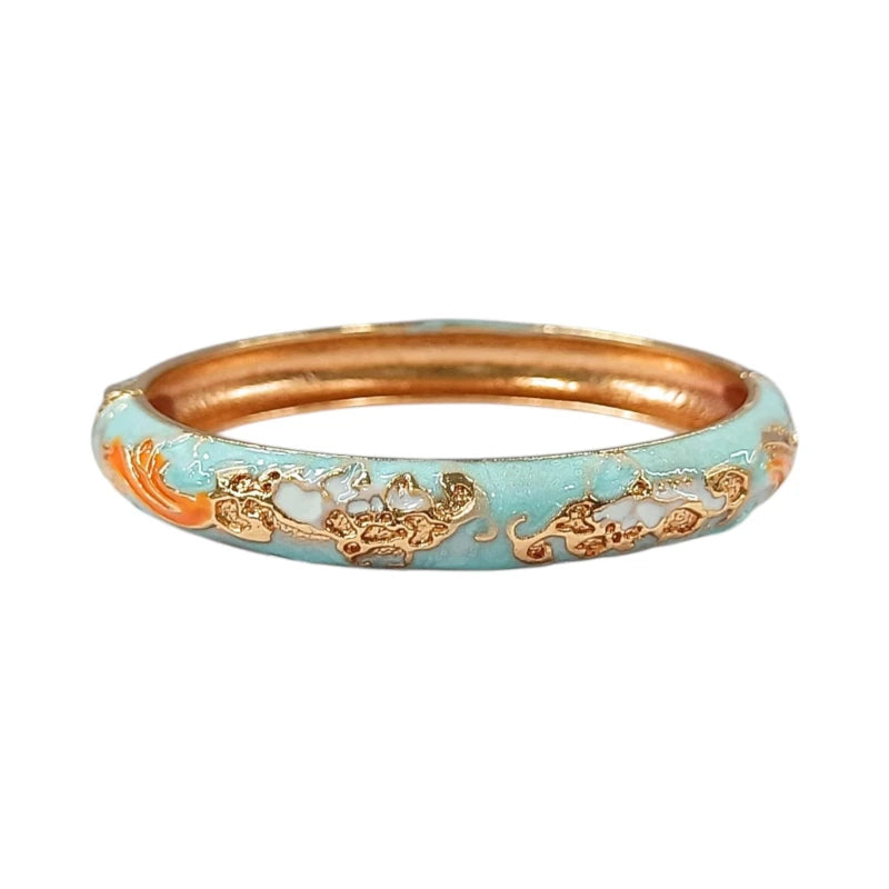Enamel Openable Sky Blue Bangle Bracelet For Women