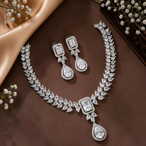 Aadhya Collection American Diamond Necklace Jewellery Set