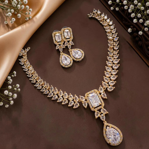 Aaradhya Collection American Diamond Necklace Jewellery Set