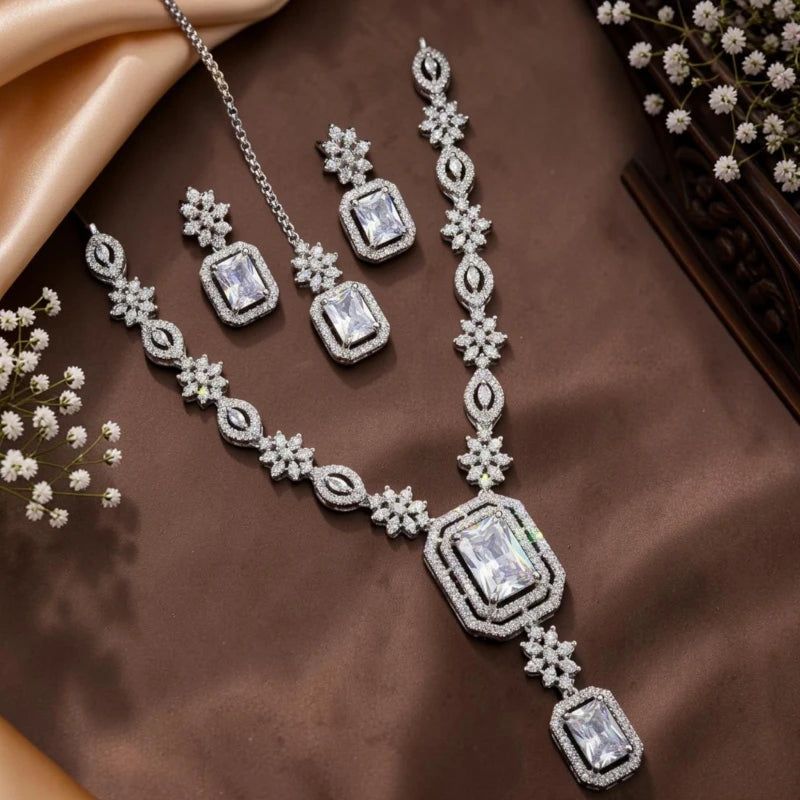 Anaya Collection American Diamond Necklace Jewellery Set