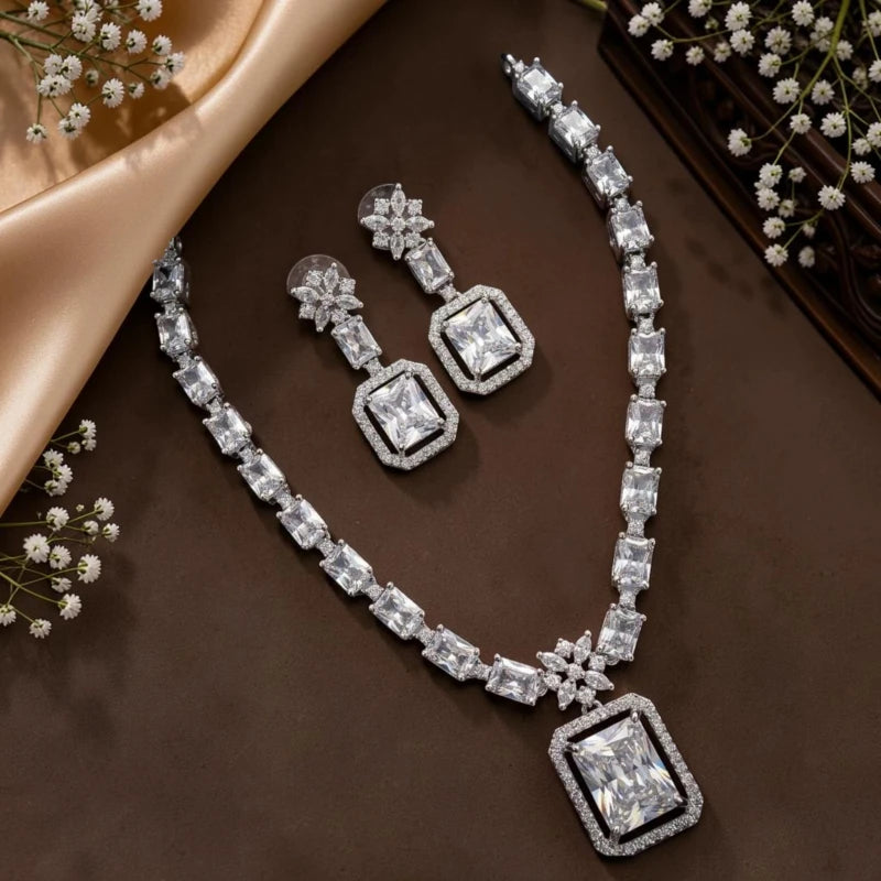 Bhakti Collection American Diamond Necklace Jewellery Set