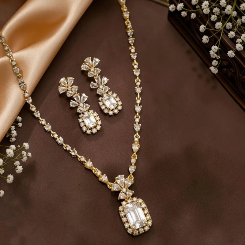 Chahna Collection American Diamond Necklace Jewellery Set