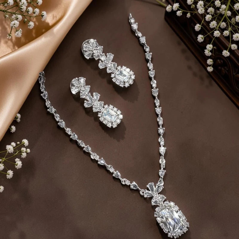Chandni Collection American Diamond Necklace Jewellery Set