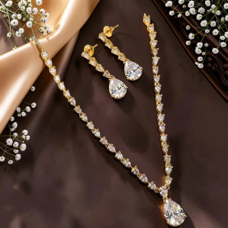 Divisha Collection American Diamond Necklace Jewellery Set
