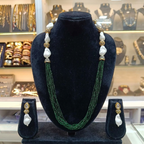 Aarani Green Hydro Beads Fusion Long Necklace Set