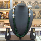 Aarani Green Hydro Beads Fusion Long Necklace Set