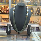 Aarani Grey Hydro Beads Fusion Long Necklace Set