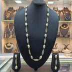 Mahika Grey Statement Oval Stone Necklace Earring Set
