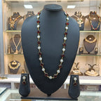 Saanvi Fusion Maroon Long Mala Necklace Set
