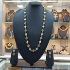 Saanvi Fusion Peach Long Mala Necklace Set