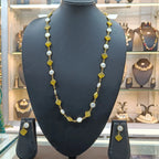 Saanvi Fusion Yellow Long Mala Necklace Set