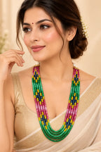 Ruchi Semi-Precious Multicolour 5-Line Necklace Mala