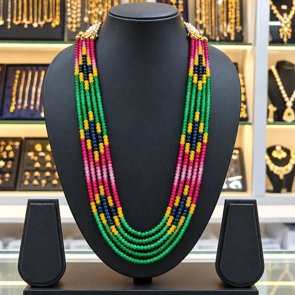 Ruchi Semi-Precious Multicolour 5-Line Necklace Mala