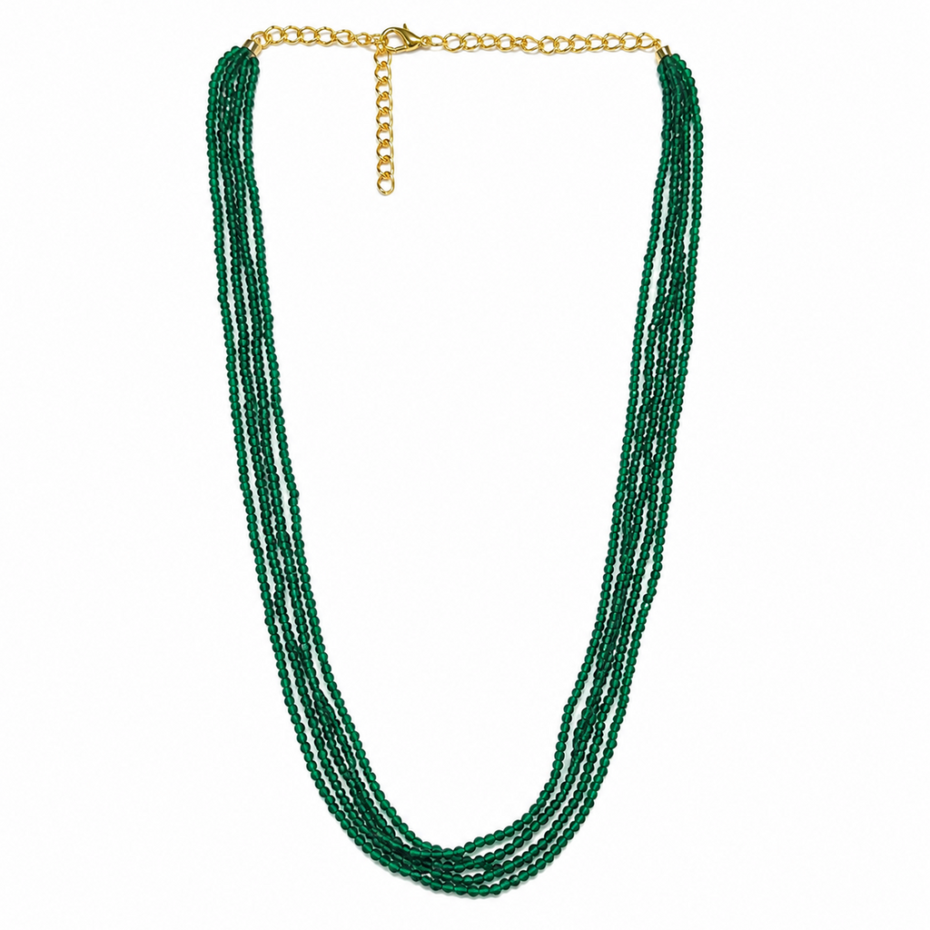 Haritika Green Micro Crystal Beads Moti Pearl Chain | JewelOn