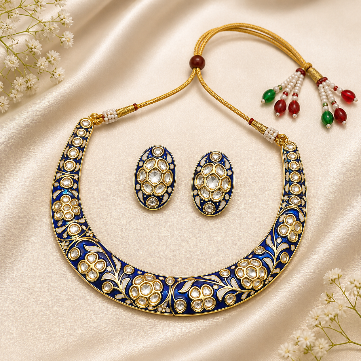 Nilambari Blue Hasli Necklace Jewellery Set | JewelOn