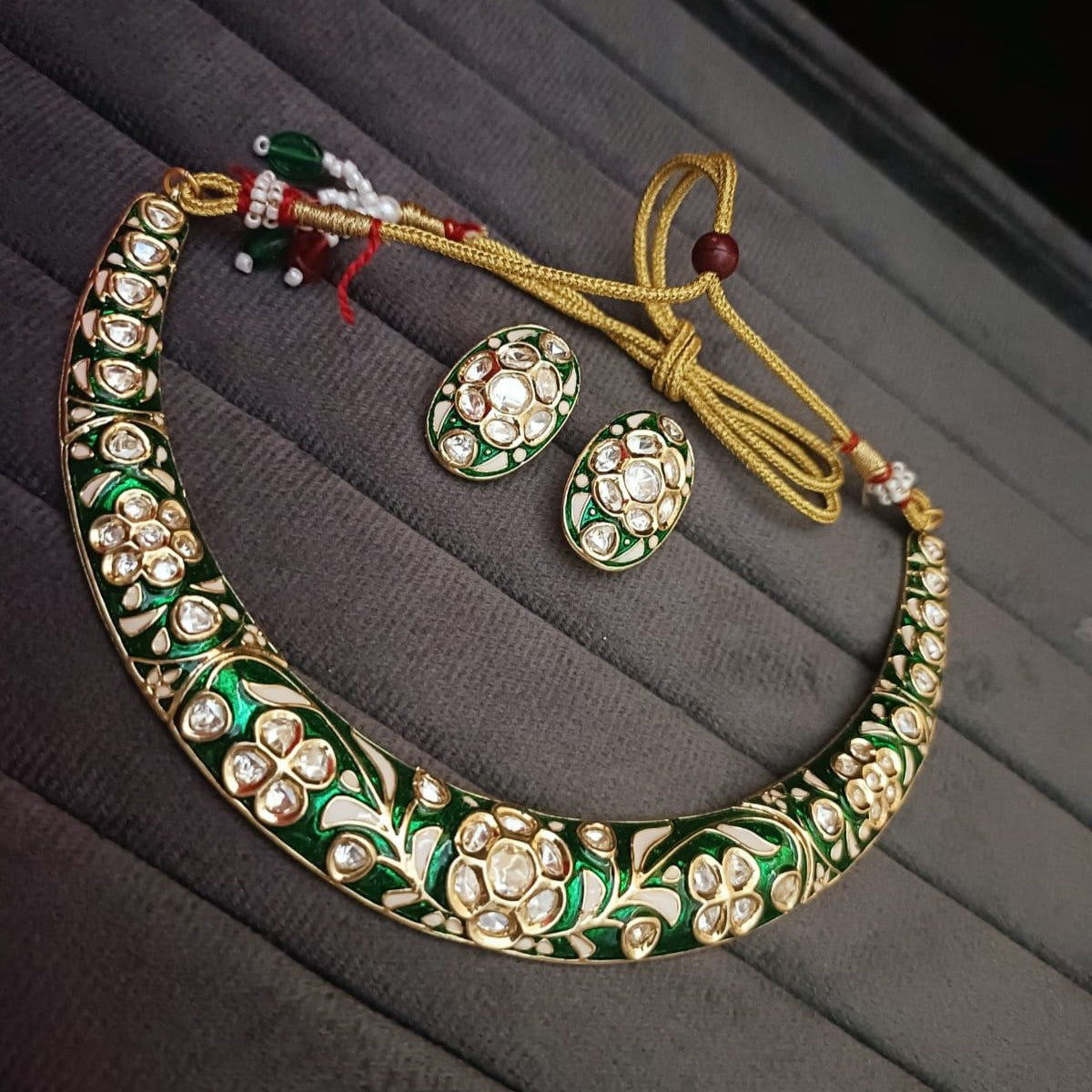 Haritika Green Hasli Necklace Jewellery Set | JewelOn