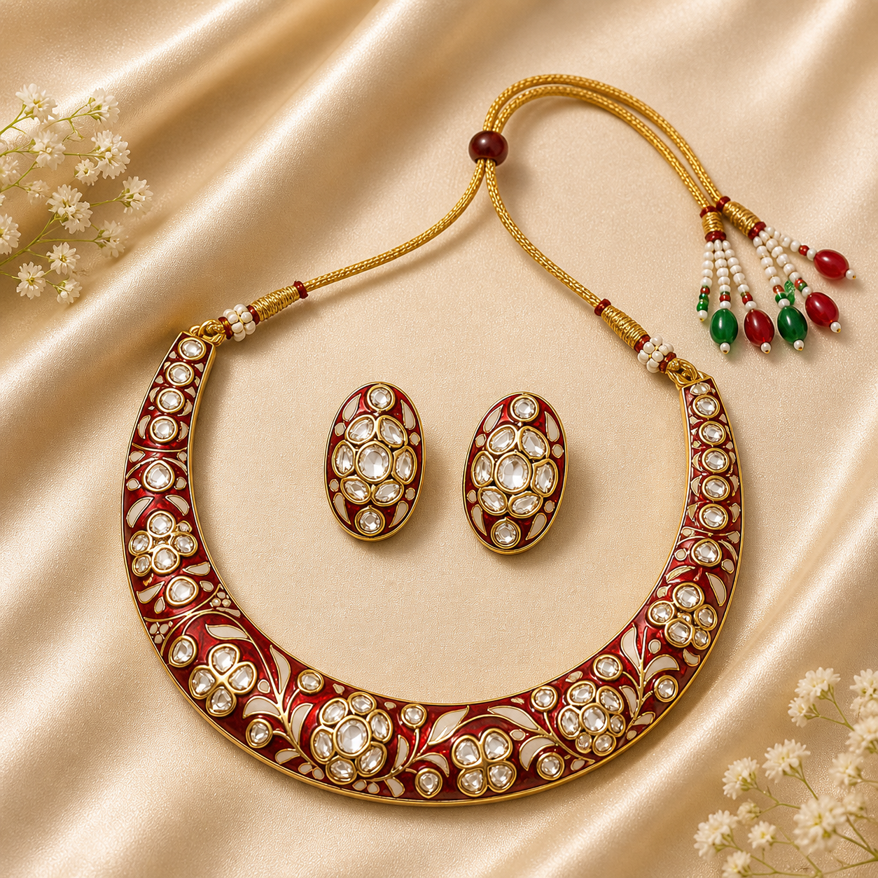 Rangmahal Maroon Hasli Necklace Jewellery Set | JewelOn