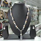 Mukta Shell Pearls Drop Pendant Necklace Set