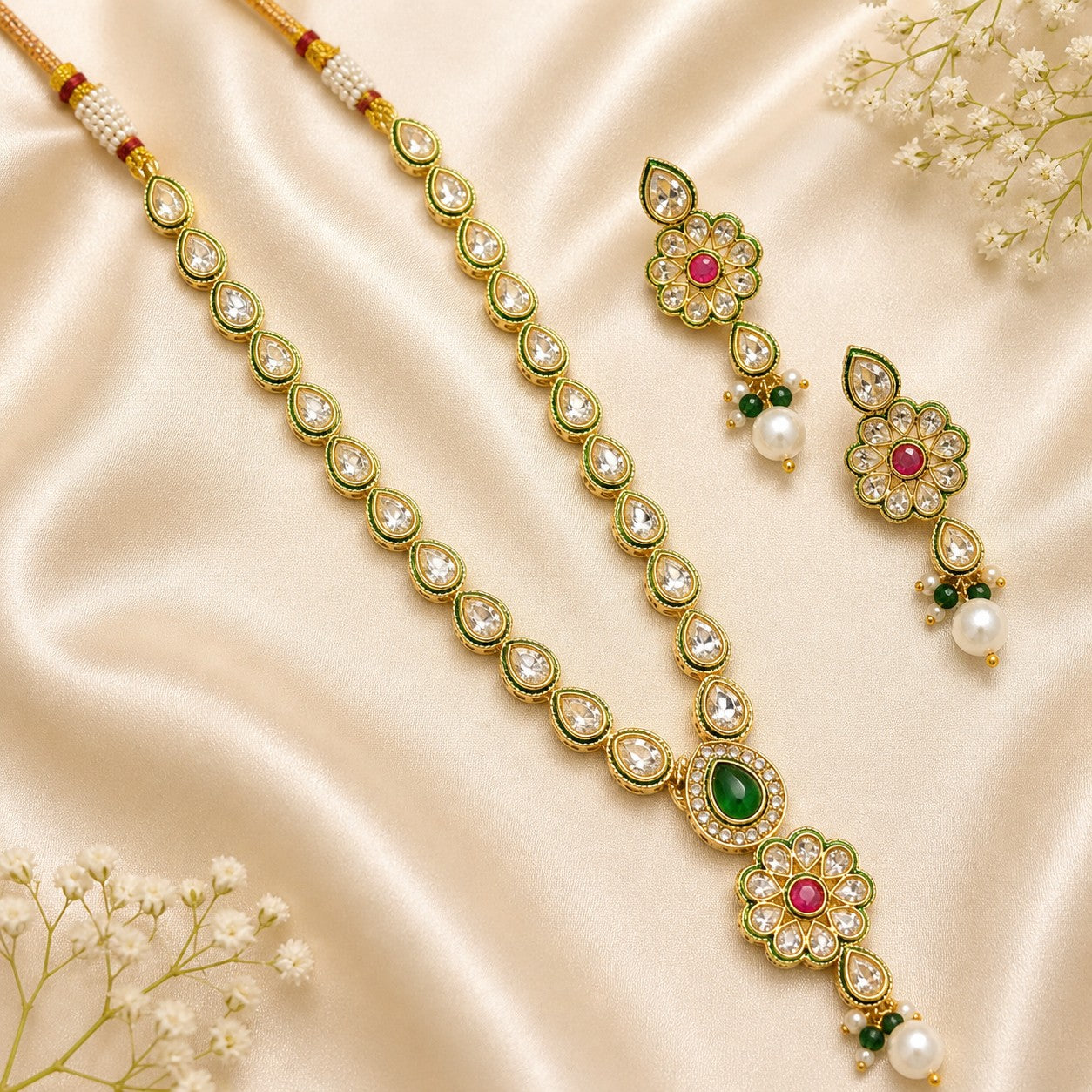 Rangmahal Kundan Necklace Set | JewelOn