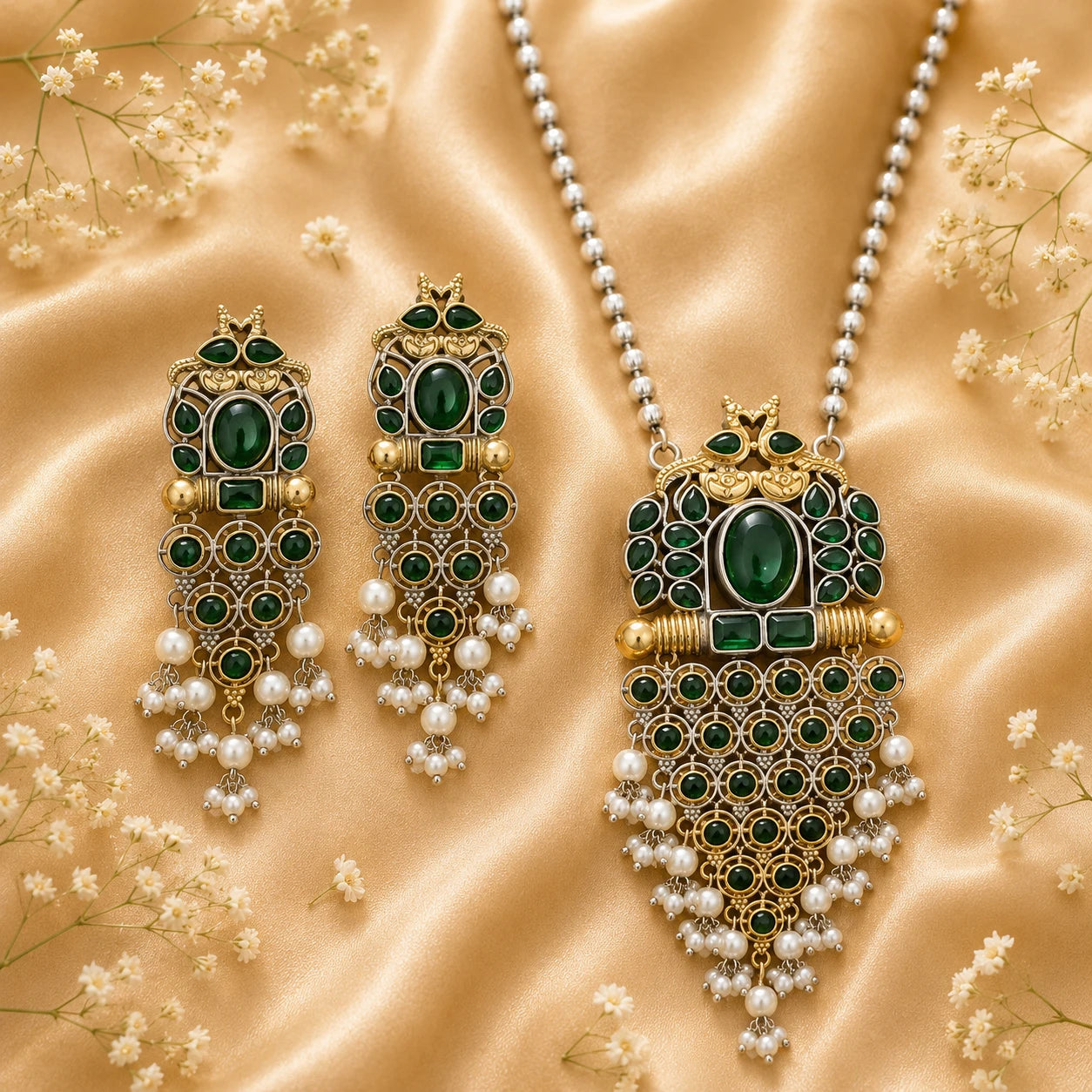 Haritika German Silver Oxidise Fusion Necklace Set | JewelOn