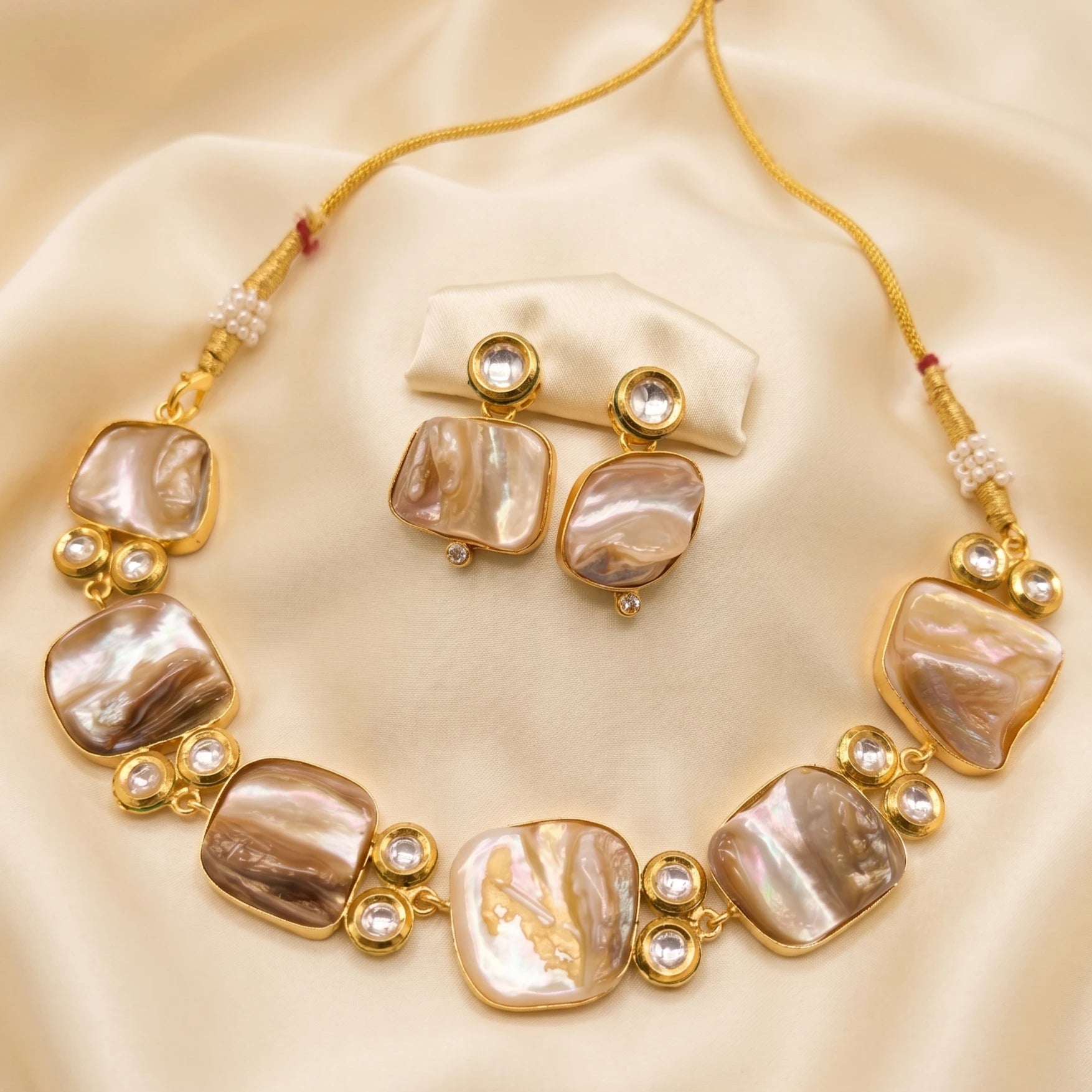 Siya Gold Plated MOP Stone Choker Necklace Set | JewelOn