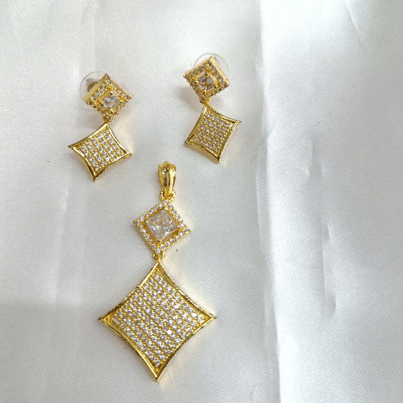 Zarnoor American Diamond Pendant Earring Set | JewelOn