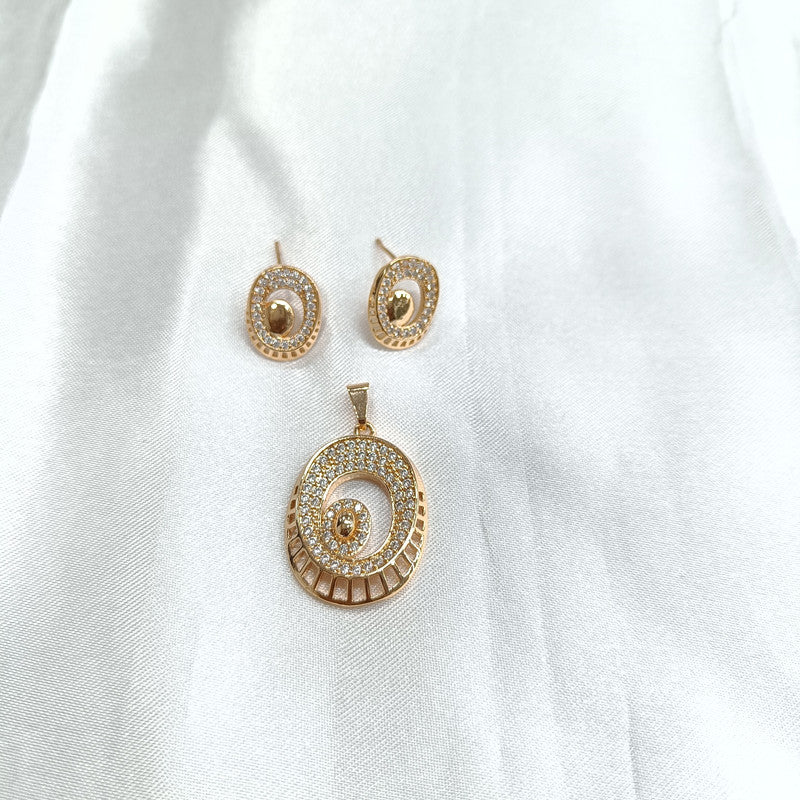 Taramani American Diamond Pendant Earring Set | JewelOn