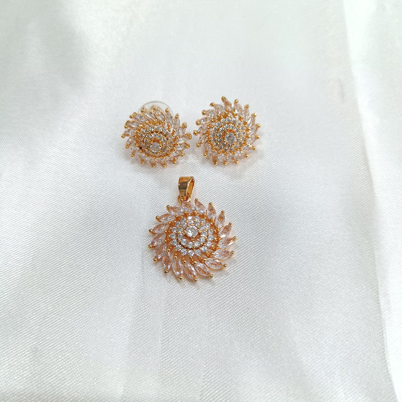 Dilnasheen American Diamond Pendant Earring Set | JewelOn