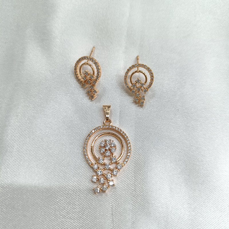 Manjusha American Diamond Pendant Earring Set | JewelOn