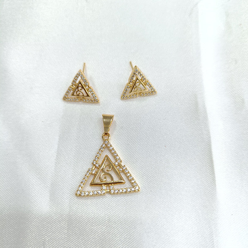 Rukhsar American Diamond Pendant Earring Set | JewelOn