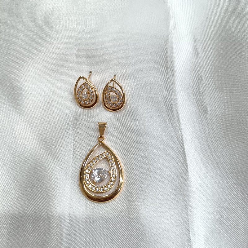 Gulbahar American Diamond Pendant Earring Set | JewelOn
