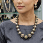 Shwetamani White Fusion Stone Mala Necklace Jewellery Set | JewelOn