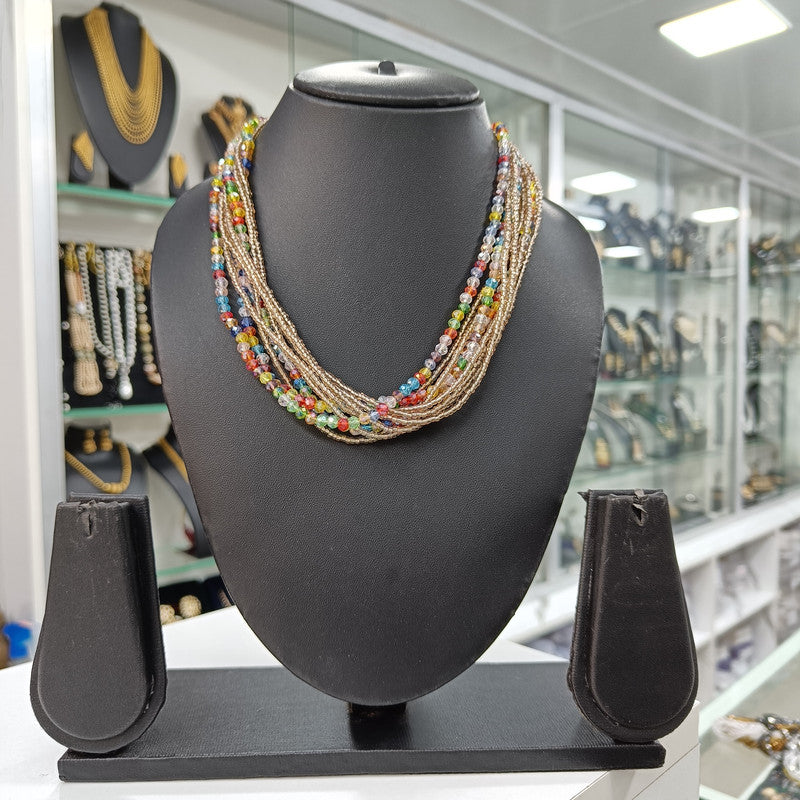 Navrang Multi Crystal Beaded Necklace with Magnetic Closure | JewelOn