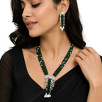 Haritika Green Hydro Crystal Beads Fusion Necklace Set | JewelOn