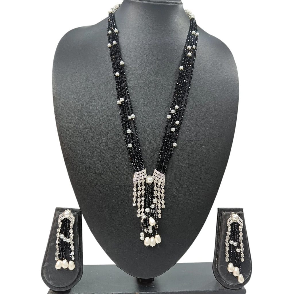 Krishnakali Black Hydro Crystal Beads Fusion Necklace Set | JewelOn