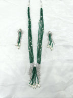 Haritika Green Hydro Beads Fusion Long Necklace Set | JewelOn