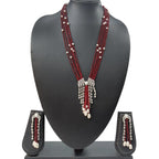 Raktapriya Maroon Hydro Crystal Beads Fusion Necklace Set | JewelOn