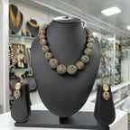 Rangmahal Maroon Fusion Stone Mala Necklace Jewellery Set | JewelOn