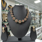 Rangmahal Maroon Stone Fusion Mala Necklace Jewellery Set | JewelOn