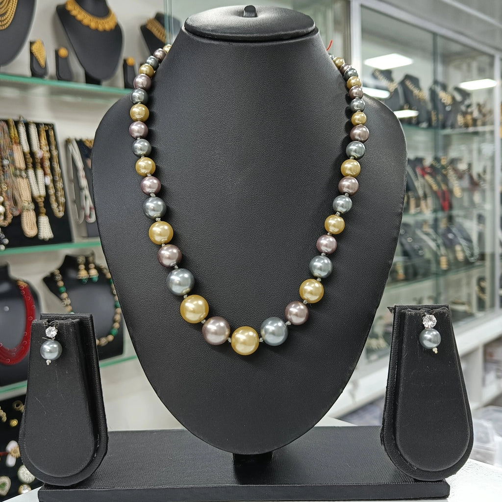 Lily Elegant Golden Grey Pearl Necklace Set | JewelOn
