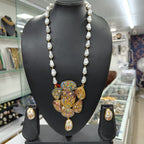 Mopali Big Pendant Meena Work Long MOP Jewellery Set | JewelOn